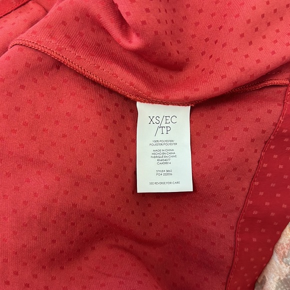 Cabi Front Knot Swiss Red Dot Print Satin Blouse Size XS - Picture 9 of 12